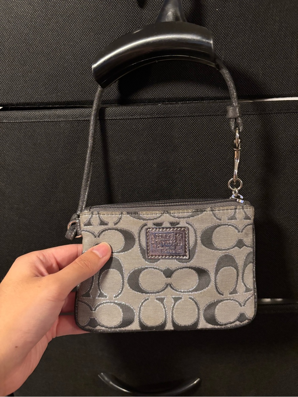 Coach Gray Signature Canvas Wristlet